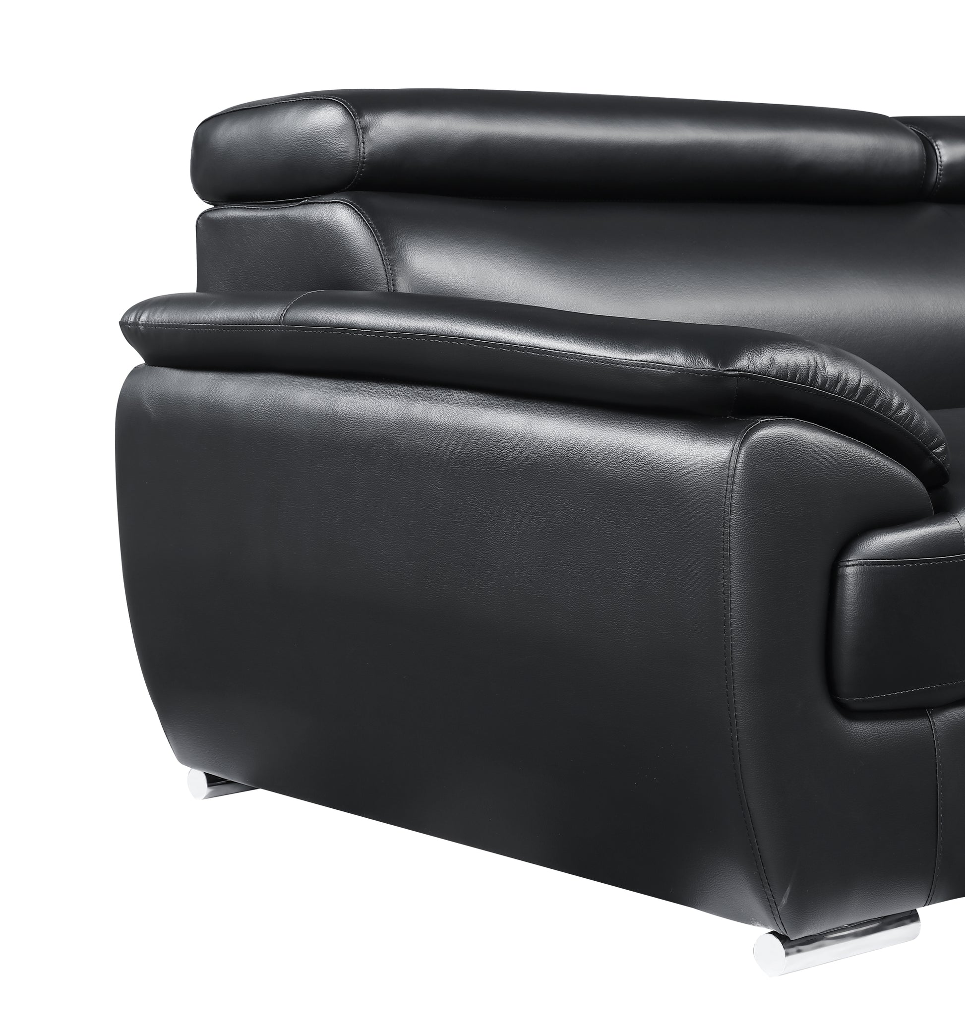 Genuine Leather Sofa Black Foam Leather