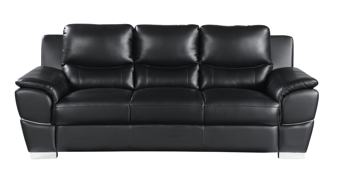 Genuine Leather Sofa Black Foam Leather