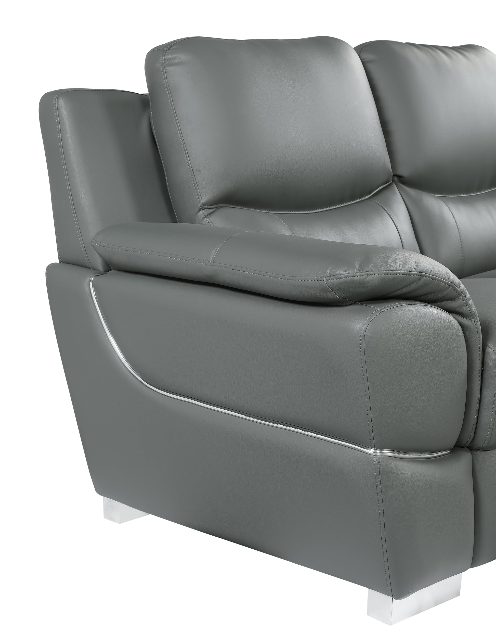 Genuine Leather Loveseat Gray Foam Leather