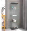 Lighted 4 Shelves Glass Cabinet Glass Display Cabinet With One Door, Black Black Glass