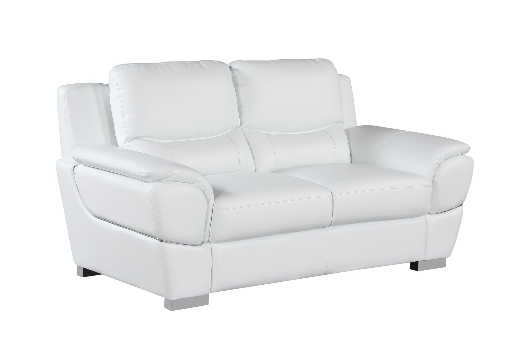 Genuine Leather Loveseat White Foam Leather