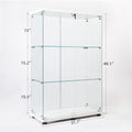 Two Door Glass Cabinet Glass Display Cabinet With 3 Shelves, White White Glass