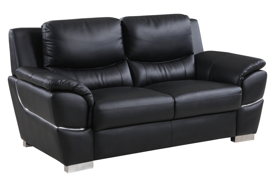Genuine Leather Loveseat Black Foam Leather