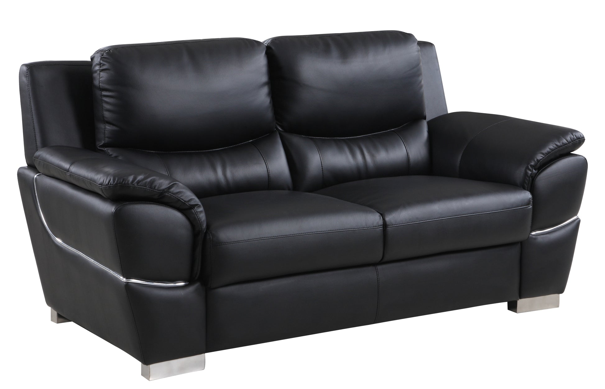 Genuine Leather Loveseat Black Foam Leather