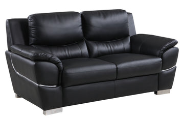 Genuine Leather Loveseat Black Foam Leather