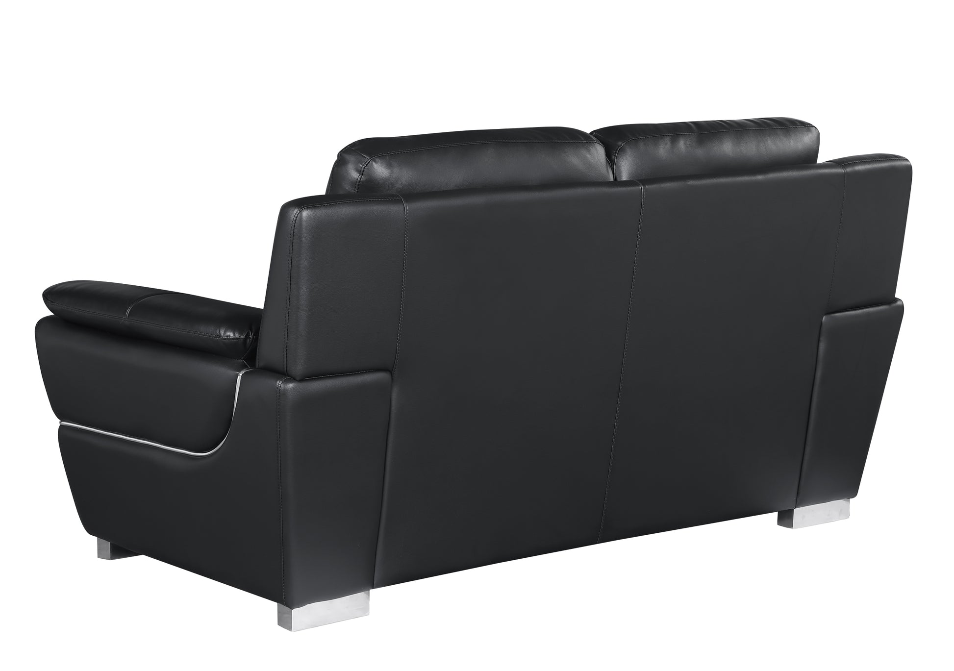 Genuine Leather Loveseat Black Foam Leather