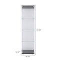 Lighted 4 Shelves Glass Cabinet Glass Display Cabinet With One Door, Black Black Glass