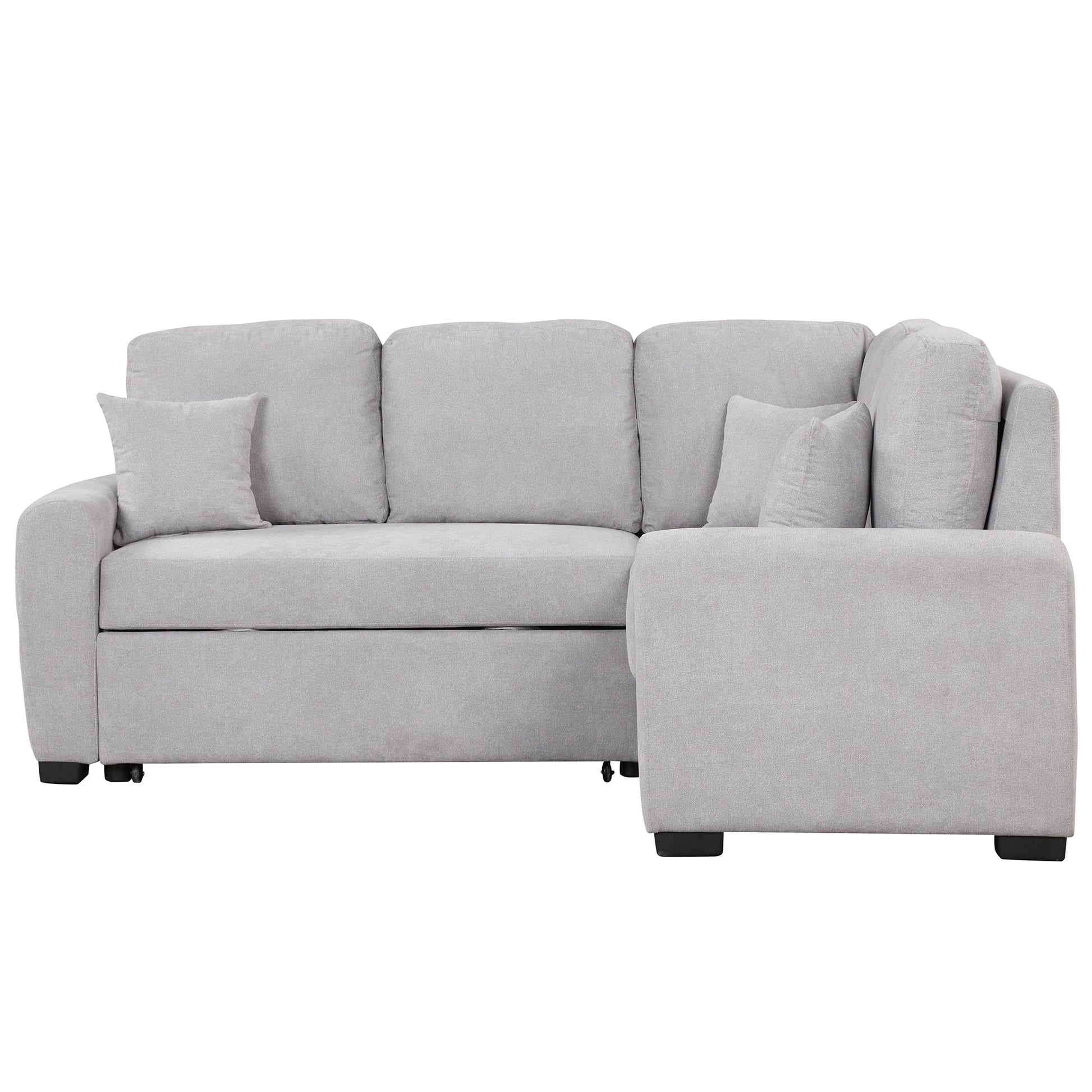 87.4"Sectional Sleeper Sofa With Usb Charging Port And Plug Outlet,Pull Out Sofa Bed With 3 Pillows, L Shape Chaise For Living Room Small Apartment,Grey Old Sku Sg000720Aae Grey Foam Chenille