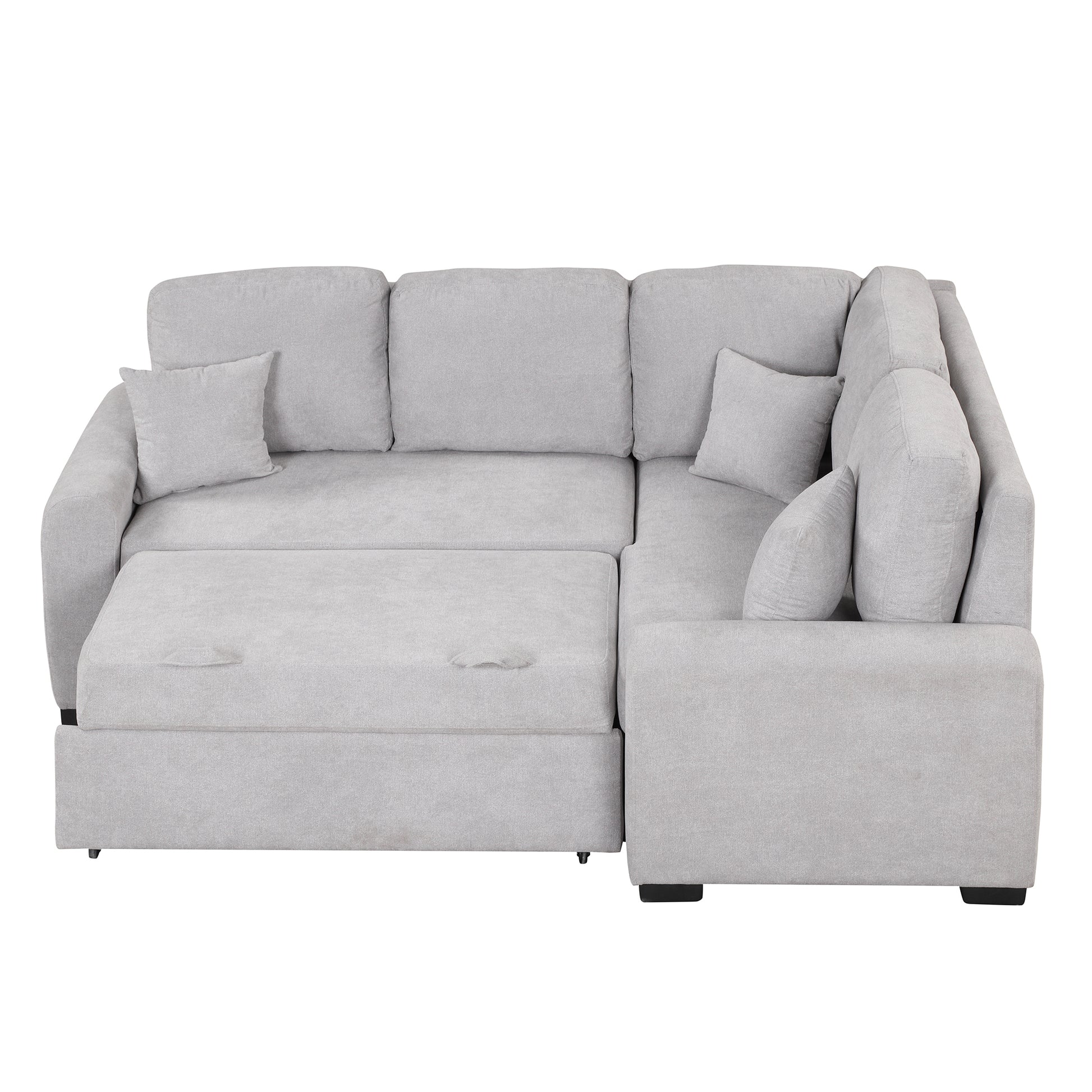 87.4"Sectional Sleeper Sofa With Usb Charging Port And Plug Outlet,Pull Out Sofa Bed With 3 Pillows, L Shape Chaise For Living Room Small Apartment,Grey Old Sku Sg000720Aae Grey Foam Chenille