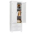 Tall Storage Cabinet With Two Drawers For Bathroom Office, White White Mdf