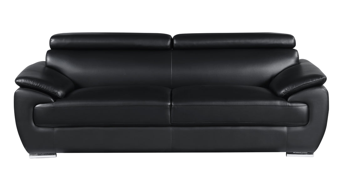 Genuine Leather Sofa Black Foam Leather