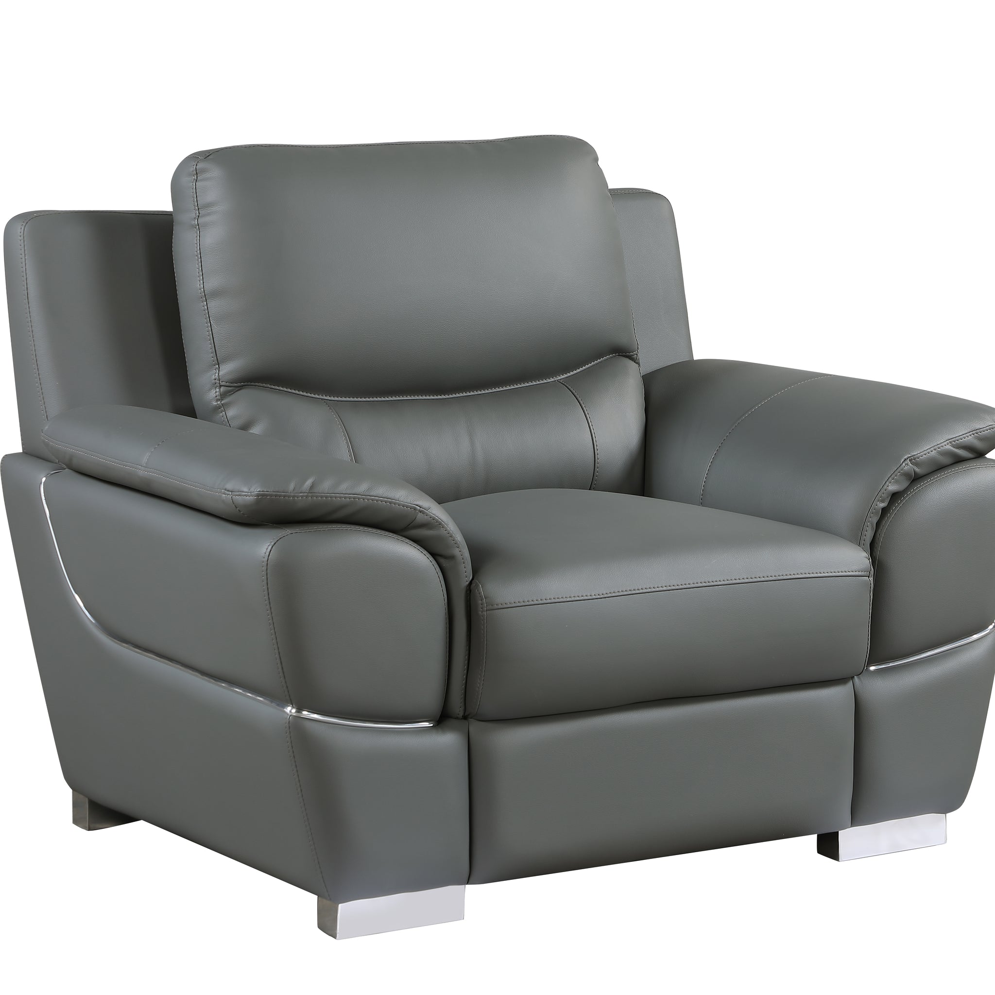 Genuine Leather Chair Gray Foam Leather