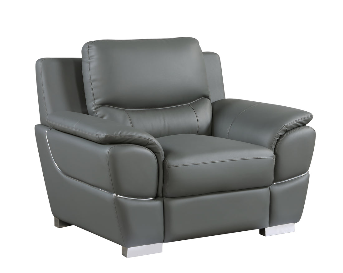 Genuine Leather Chair Gray Foam Leather