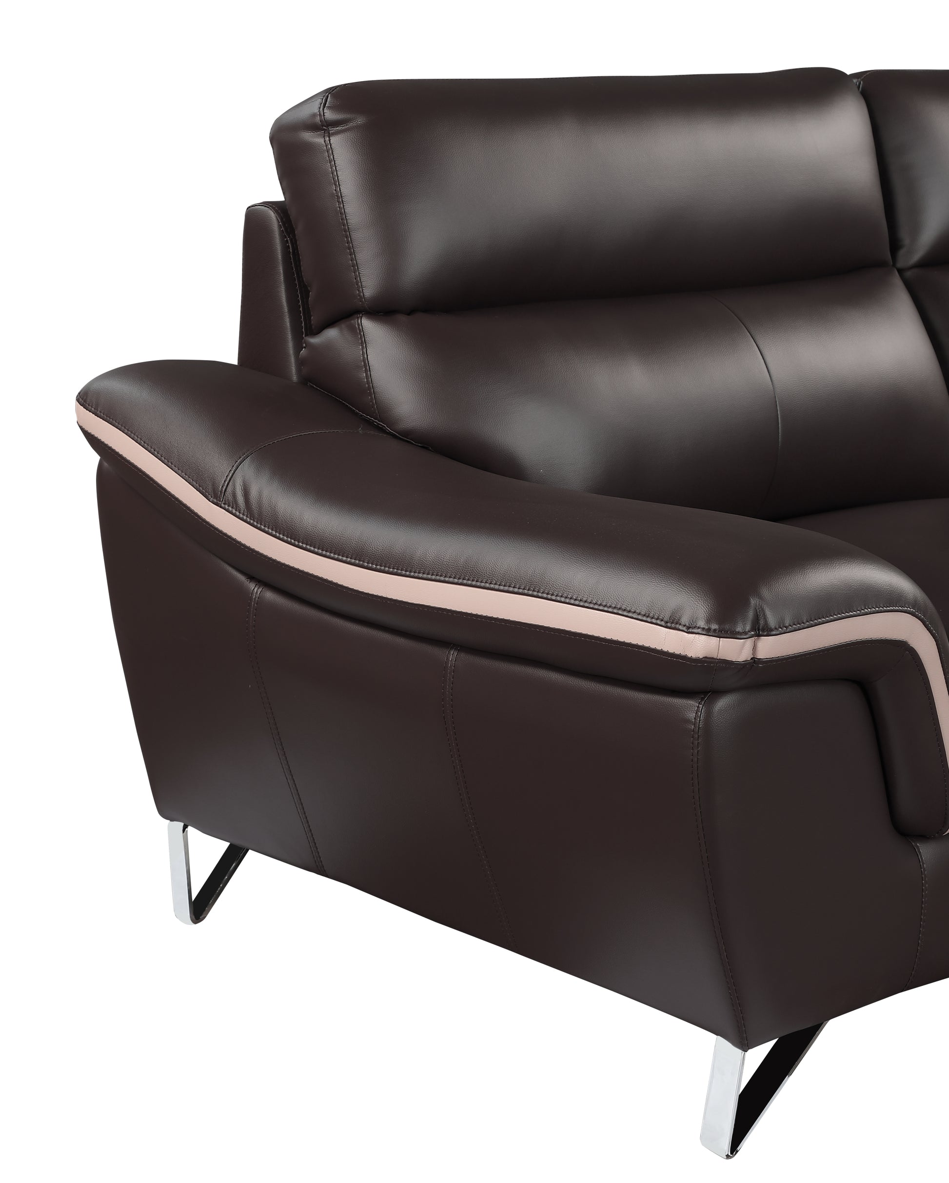 Genuine Leather Sofa Brown Foam Leather