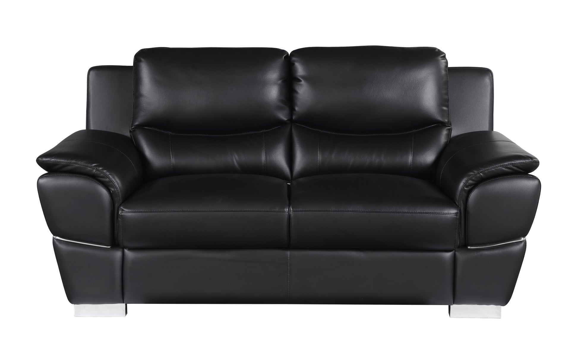 Genuine Leather Loveseat Black Foam Leather