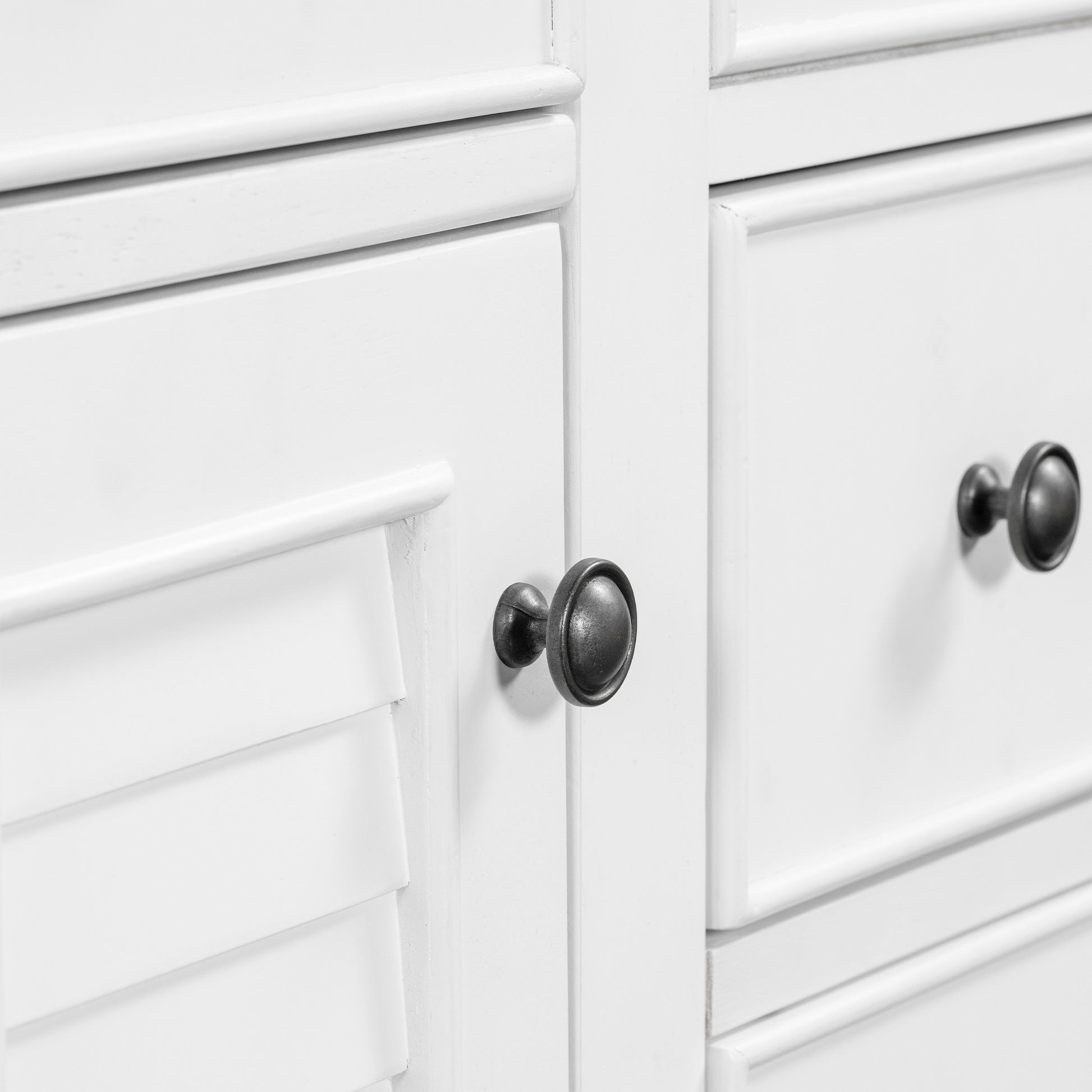 36" Bathroom Vanity Without Sink, Cabinet Base Only, Two Cabinets And Five Drawers, Solid Wood Frame, White White Solid Wood Mdf