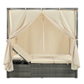 Adjustable Sun Bed With Curtain,High Comfort,With 3 Colors Beige Hdpe