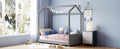 Twin Size Velvet House Bed Wood Bed, Gray Gray Velvet