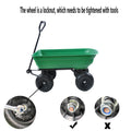 Folding Car Poly Garden Dump Truck With Steel Frame, 10 Inches. Pneumatic Tire, 300 Pound Capacity, 75 Liter Truck Body Grass Green Metal