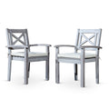 Dining Chairs Set Of 2 Silver Grey Solid Wood