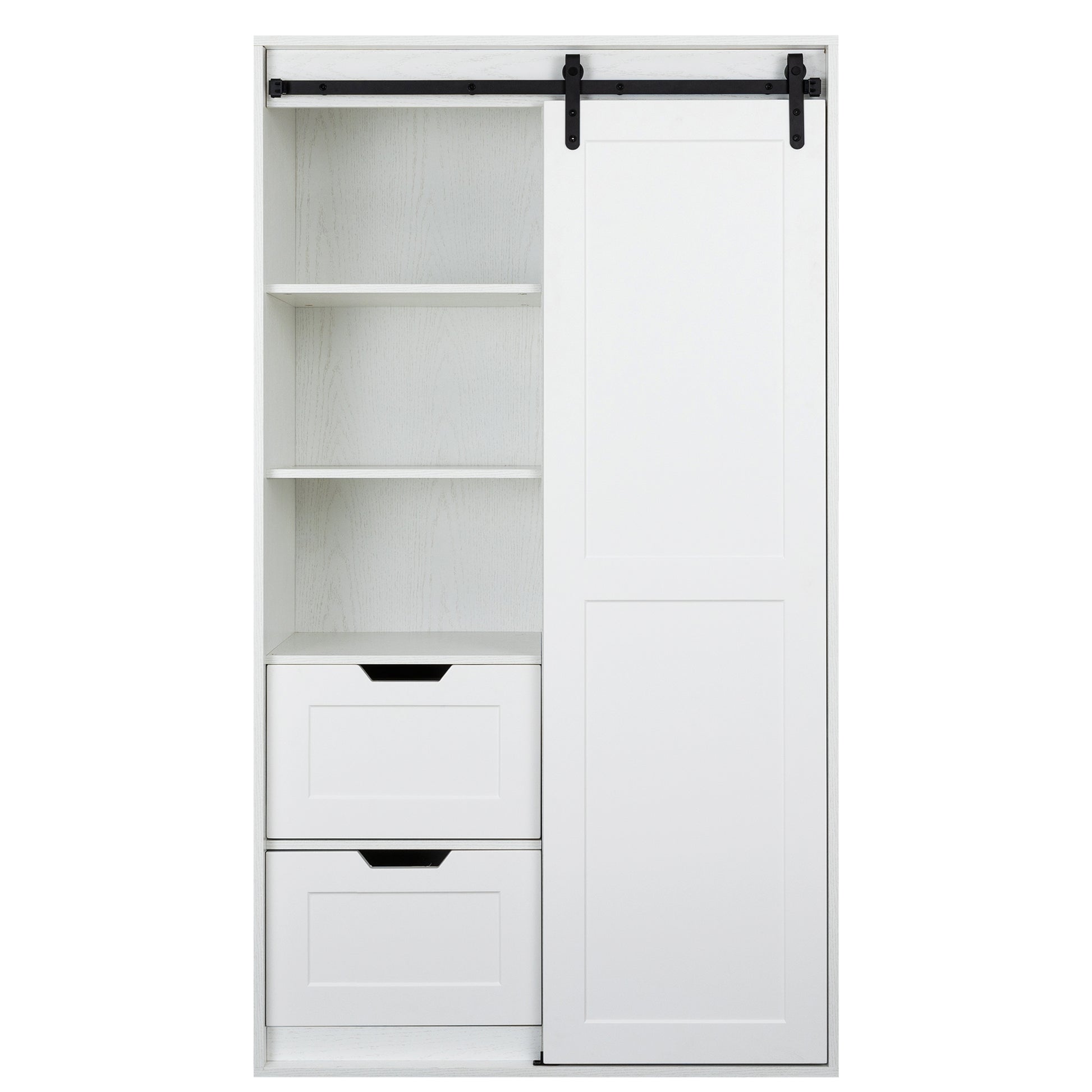 71 Inch Closets,Large Closets Laundry Cabinets,Plastic Suction Process,Farm Slide Barndoors,Save Open Space,Brand Hardware,Silent Slide,Can Be Used For The Bedroom,Cloakroom,Livingroom,Color:White 5 Or More Spaces Antique White Drawers Included Primary