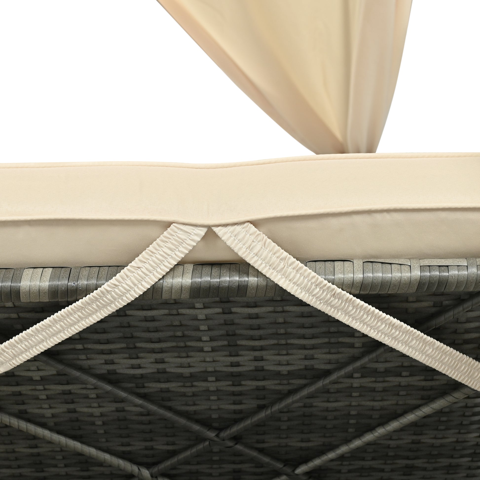 Adjustable Sun Bed With Curtain,High Comfort,With 3 Colors Beige Hdpe