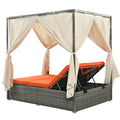 Adjustable Sun Bed With Curtain,High Comfort,With 3 Colors Orange Hdpe