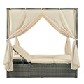 Adjustable Sun Bed With Curtain,High Comfort,With 3 Colors Beige Hdpe