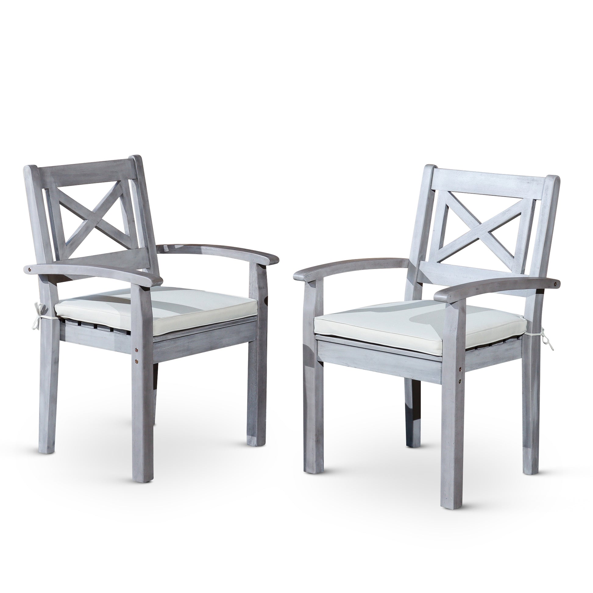 Dining Chairs Set Of 2 Silver Grey Solid Wood