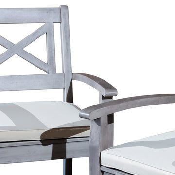 Dining Chairs Set Of 2 Silver Grey Solid Wood