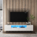 Modern White Tv Stand, 16 Colors Led Tv Stand W Remote Control Lights White Mdf