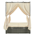 Adjustable Sun Bed With Curtain,High Comfort,With 3 Colors Beige Hdpe