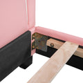 Full Size Upholstered Leather Platform Bed With Rabbit Ornament, Pink Pink Pu Leather