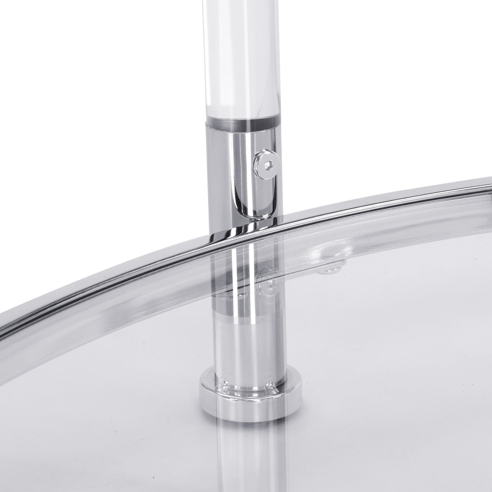 W82153572 Contemporary Acrylic Coffee Table, 32.3'' Round Tempered Glass Coffee Table, Chrome Silver Coffee Table For Living Room Chrome Glass Iron