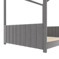 Full Size Velvet House Bed Wood Bed, Gray Gray Velvet