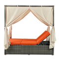 Adjustable Sun Bed With Curtain,High Comfort,With 3 Colors Orange Hdpe