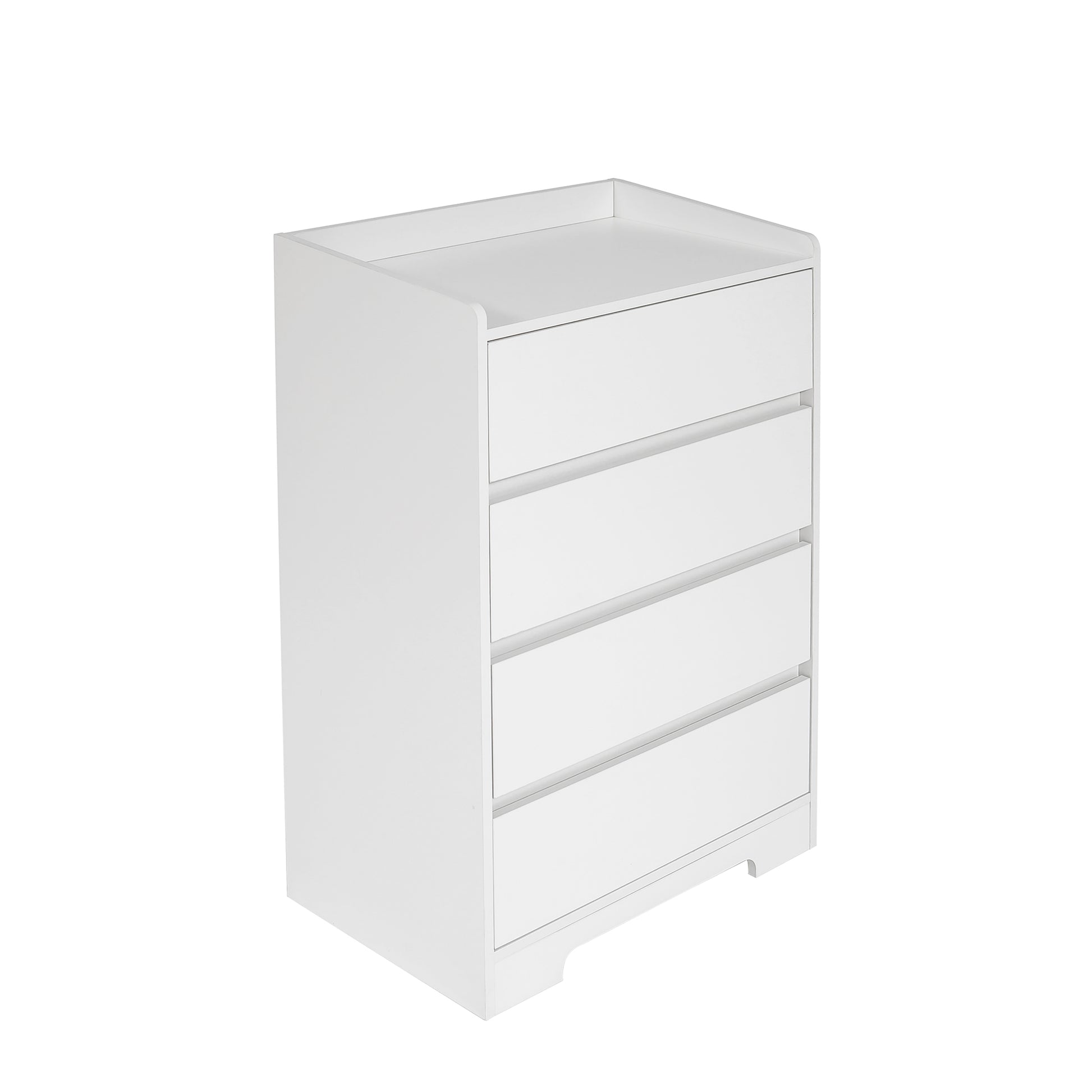 4 Drawer Dresser, Chest Of Drawers Without Handle, White Dresser For Bedroom 100% Waterproof, Modern Wooden Cabinet With Sturdy Frame For Living Room, Entryway, Bedroom, Hallway, Office White Mdf