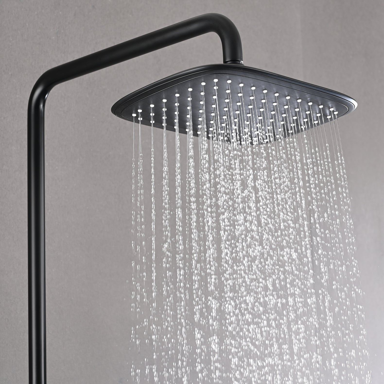 Constant Temperature Wall Mounted Shower Combo Set With Shower Head And Hand Shower Matte Black Brass