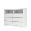 6 Drawer Dresser, White Dresser For Bedroom With Led Lights, Modern Dressers & Chests Of Drawers With Sturdy Frame For Living Room, Entryway, Hallway White Mdf