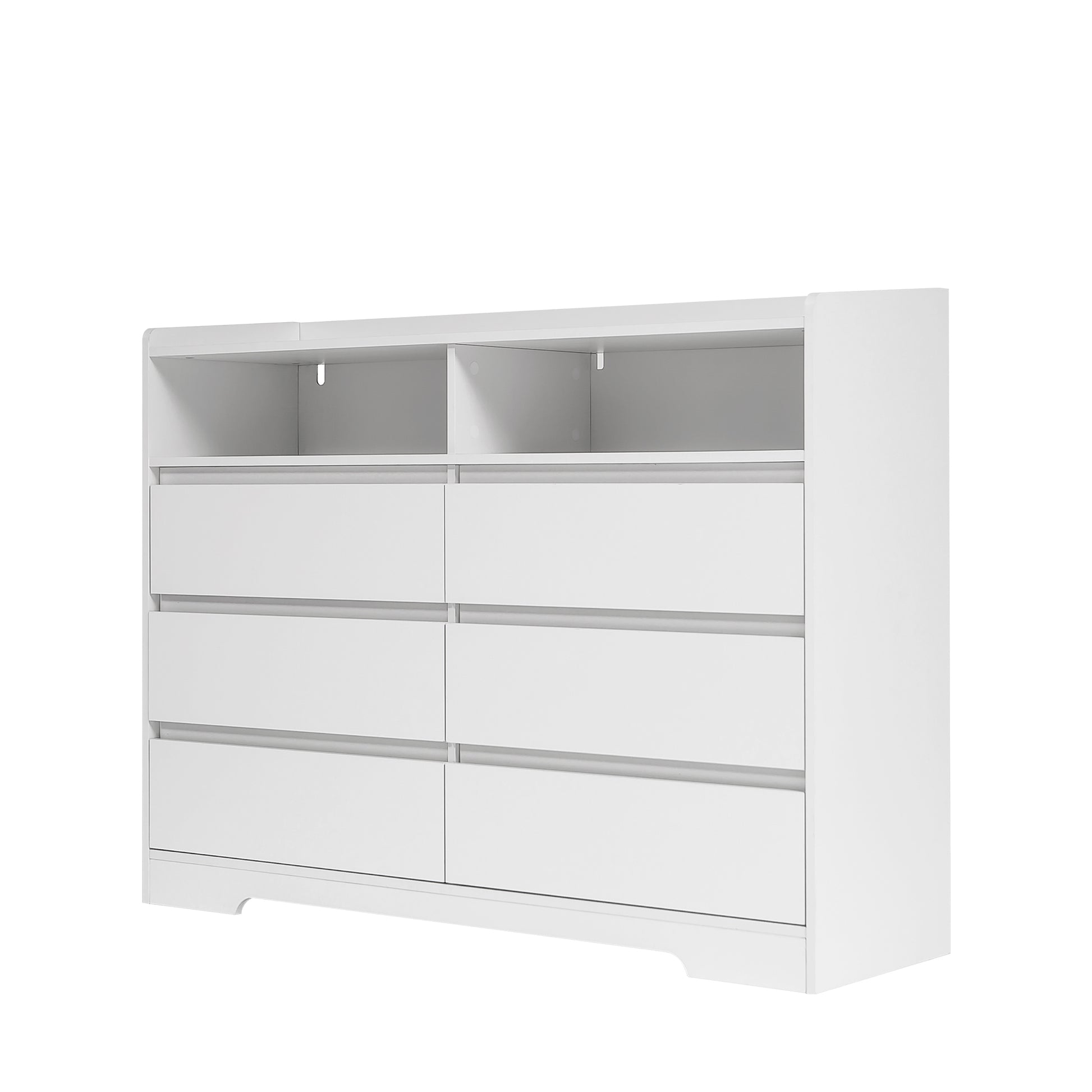 6 Drawer Dresser, White Dresser For Bedroom With Led Lights, Modern Dressers & Chests Of Drawers With Sturdy Frame For Living Room, Entryway, Hallway White Mdf