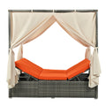 Adjustable Sun Bed With Curtain,High Comfort,With 3 Colors Orange Hdpe