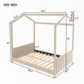 Full Size Velvet House Bed Wood Bed, Beige Beige Velvet