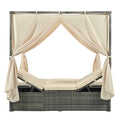 Adjustable Sun Bed With Curtain,High Comfort,With 3 Colors Beige Hdpe