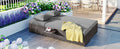 Outdoor Double Sunbed, Wicker Rattan Patio Reclining Chairs With Adjustable Backrest And Seat, Conversational Set For 2 Person, Gray Yes Complete Patio Set Gray Water Resistant Frame Water Resistant Cushion Garden & Outdoor Casual Sofa Seating Groups