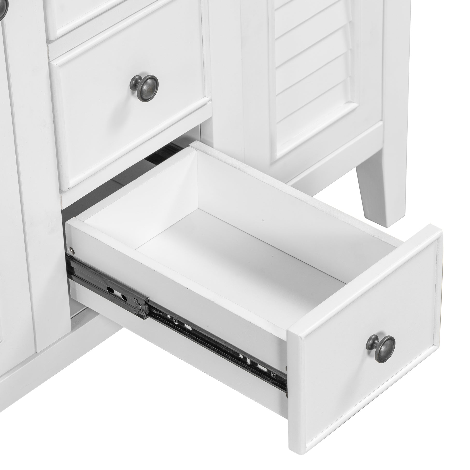 36" Bathroom Vanity With Ceramic Basin, Two Cabinets And Five Drawers, Solid Wood Frame, White Old Sku: Sy999202Aak 1 White Solid Wood Mdf