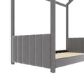 Twin Size Velvet House Bed Wood Bed, Gray Gray Velvet