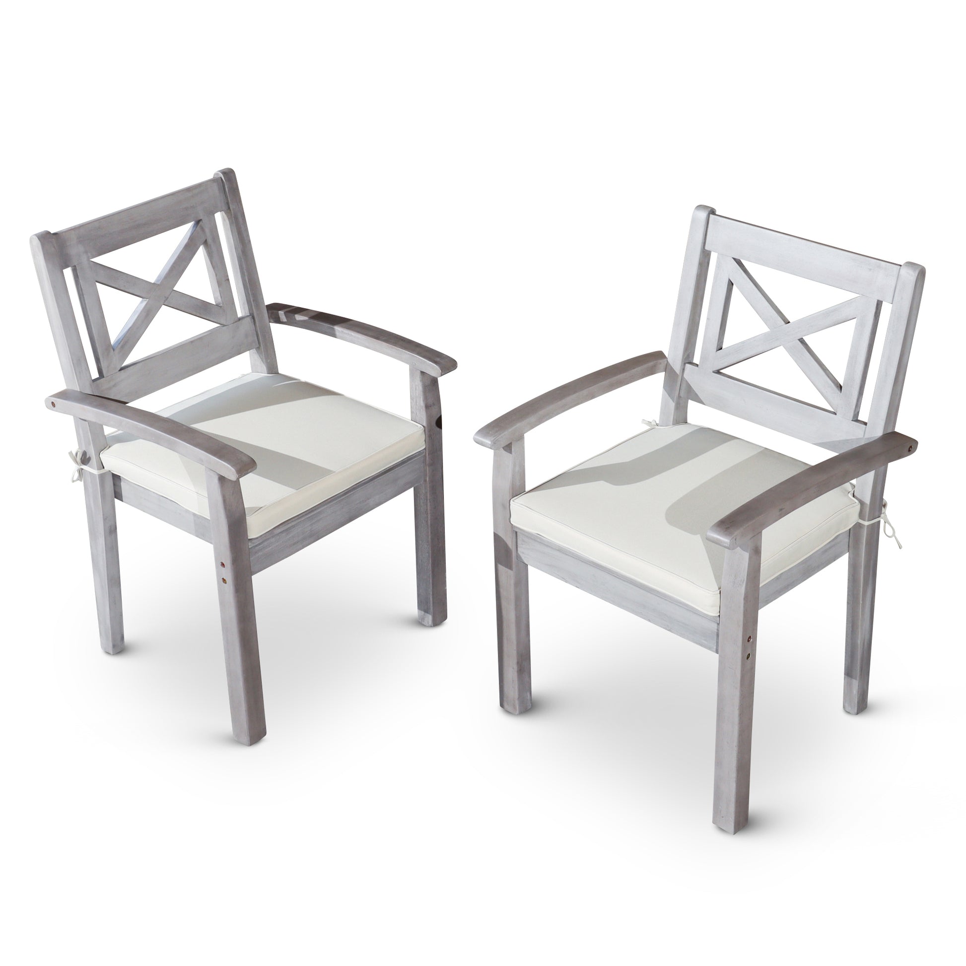 Dining Chairs Set Of 2 Silver Grey Solid Wood