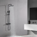 Constant Temperature Wall Mounted Shower Combo Set With Shower Head And Hand Shower Matte Black Brass