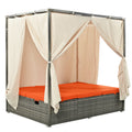 Adjustable Sun Bed With Curtain,High Comfort,With 3 Colors Orange Hdpe