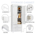 Tall Storage Cabinet With Two Drawers For Bathroom Office, White White Mdf